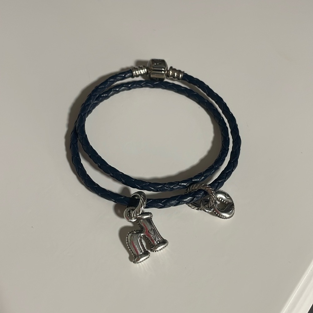 Pandora blue leather bracelet